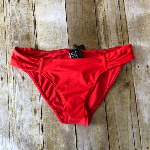 NWT Jets By Jessika Allen Red Gather Side Pant Bikini Bottom 10 - Picture 1 of 5